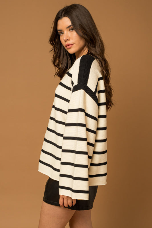Flare Sleeves Striped Sweater