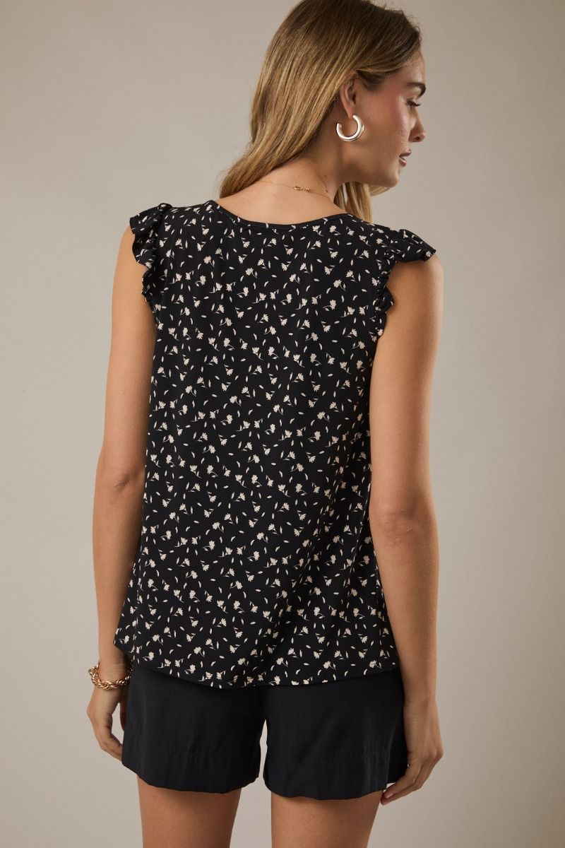 Ruffle Sleeve Ditsy Top