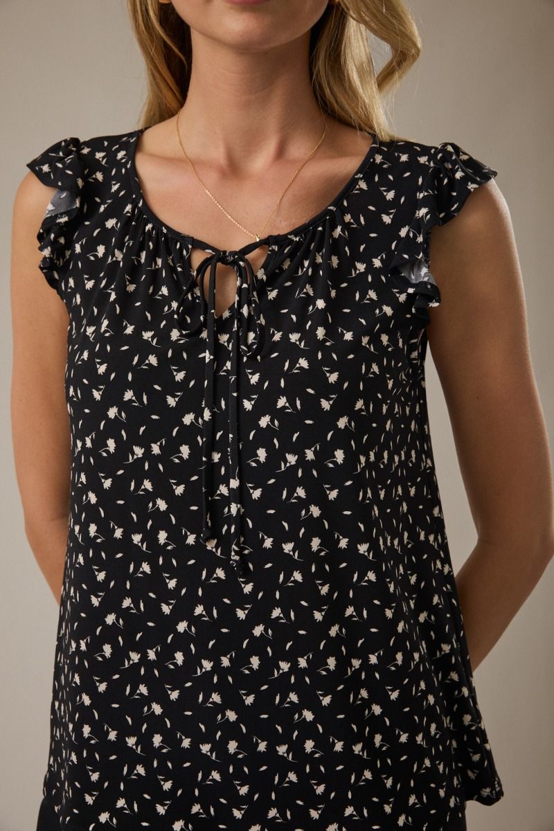 Ruffle Sleeve Ditsy Top