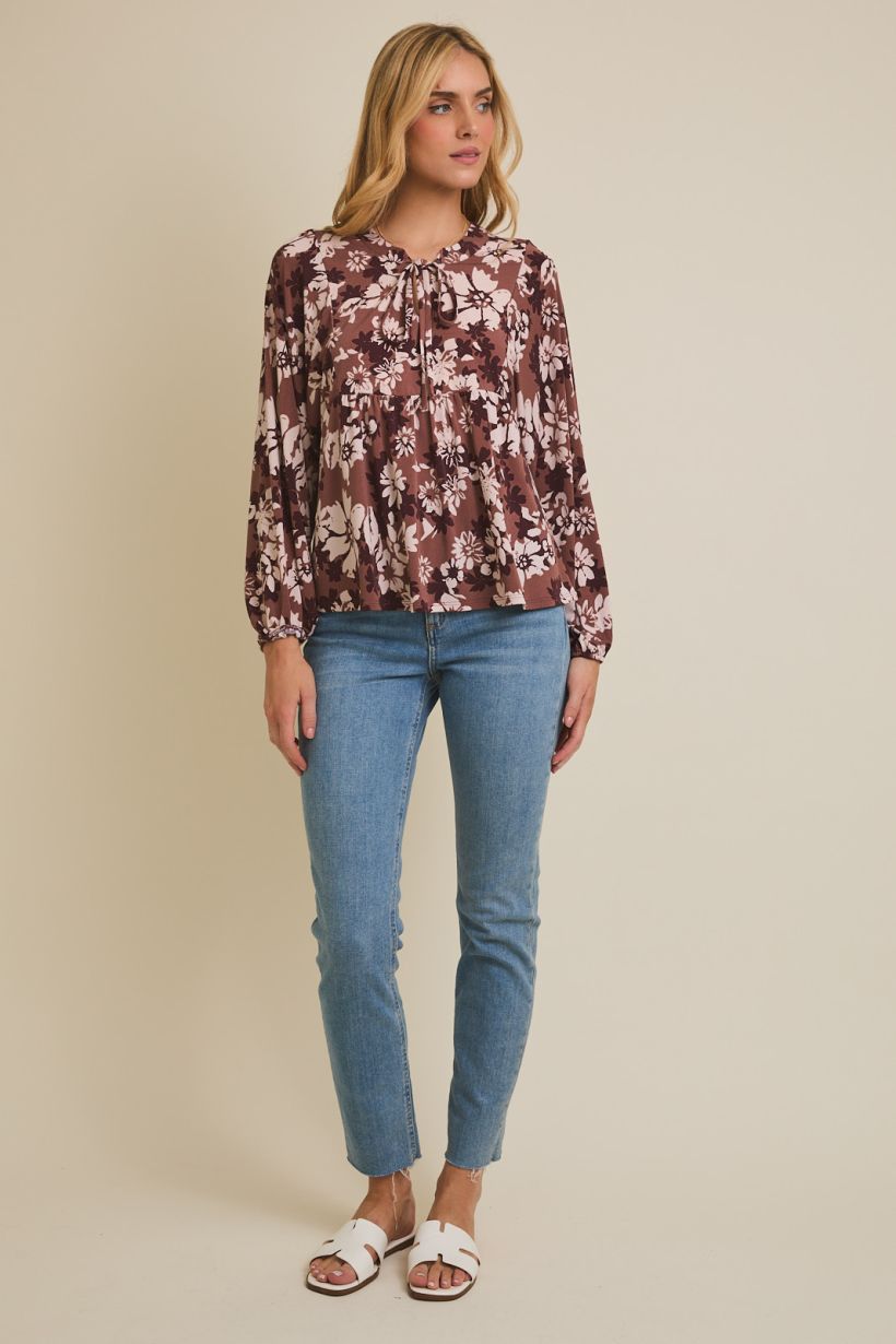 Notch Neck Ditsy Top