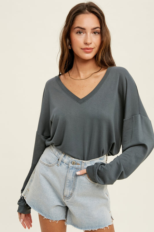 French Terry Thong Bodysuit - Teal Green