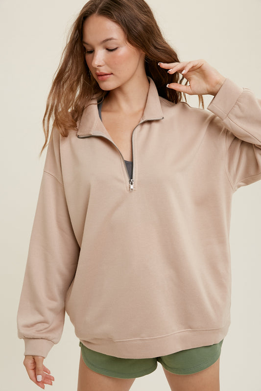 French Terry Half-Zip Pullover Jacket