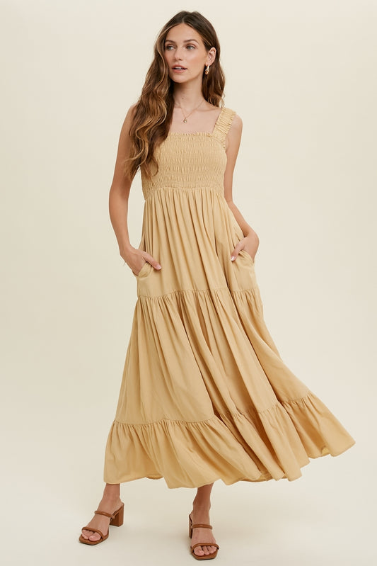 Ruffle Strap Tiered Maxi Dress
