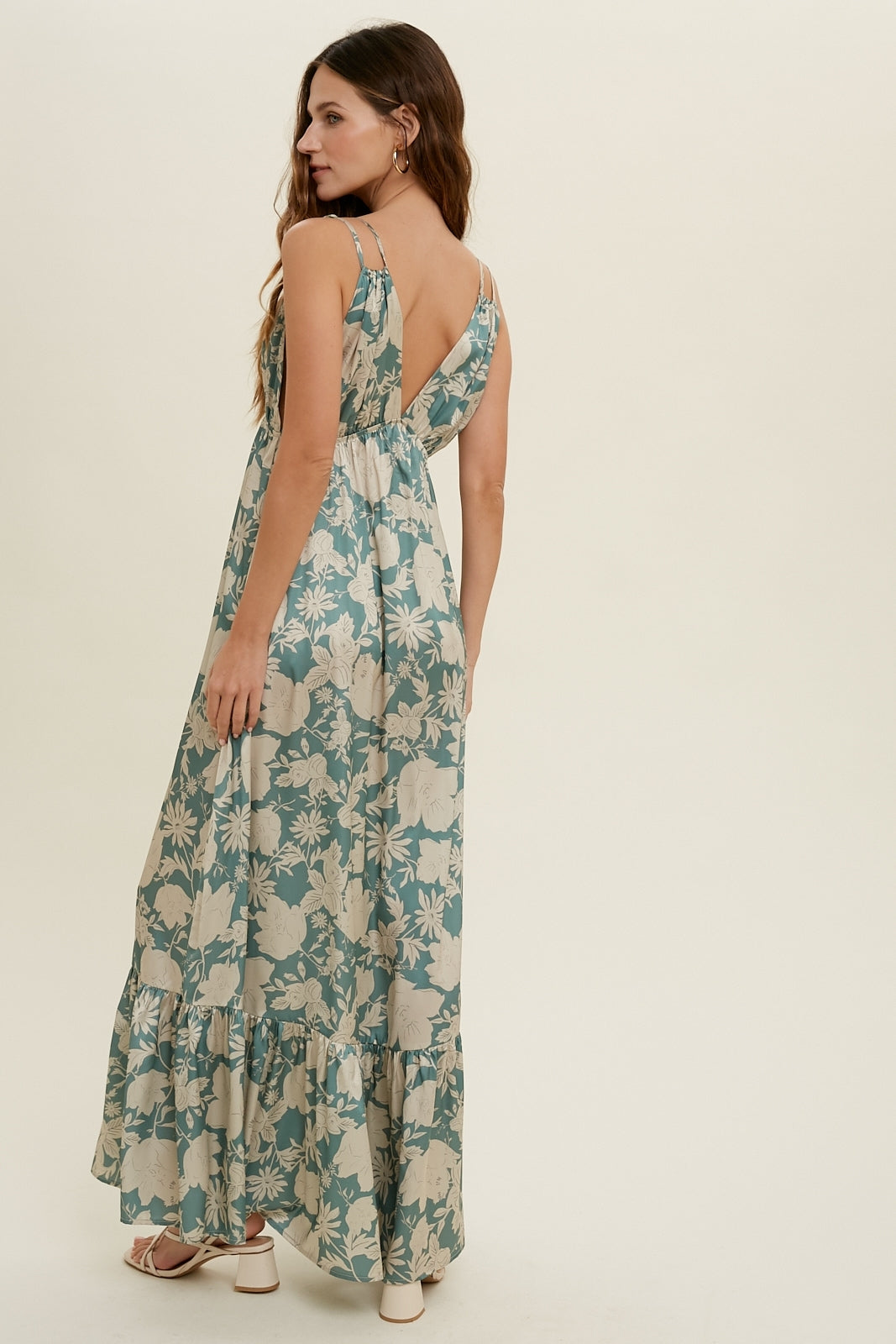 Double Strap Floral Print Maxi Dress