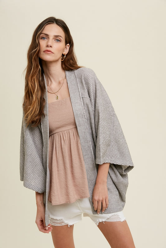 Textured Raw Edge Cover Up Cardigan