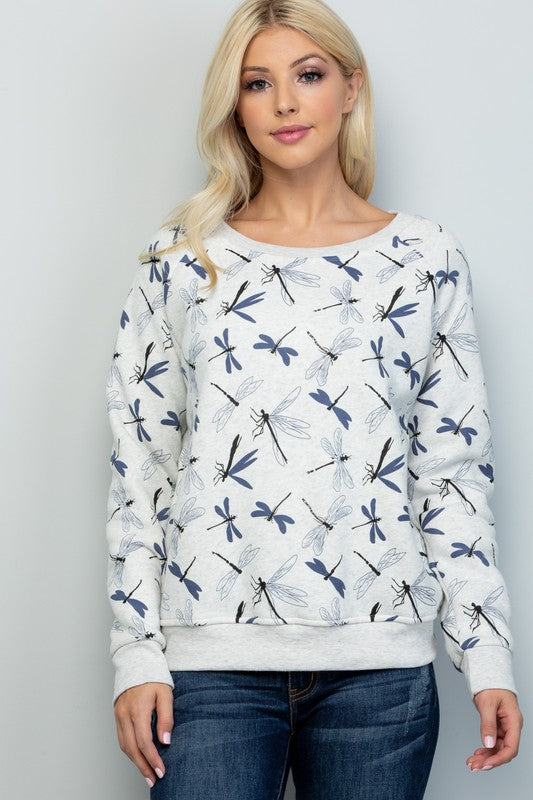 Dragonfly Print Sweatshirt