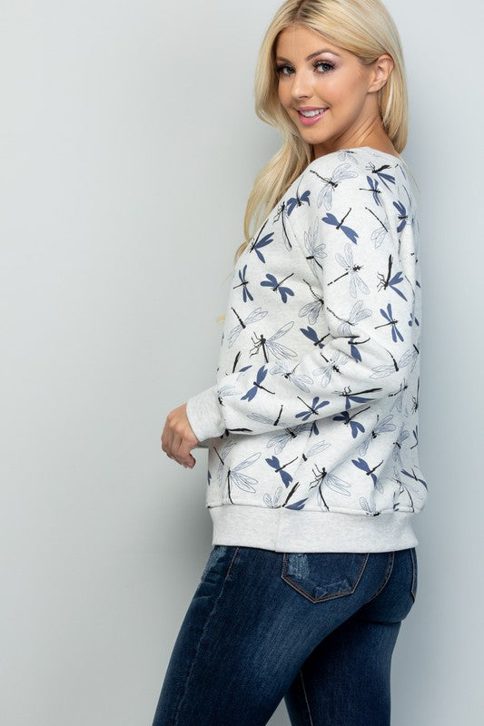 Dragonfly Print Sweatshirt