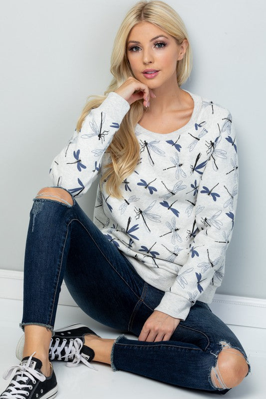 Dragonfly Print Sweatshirt