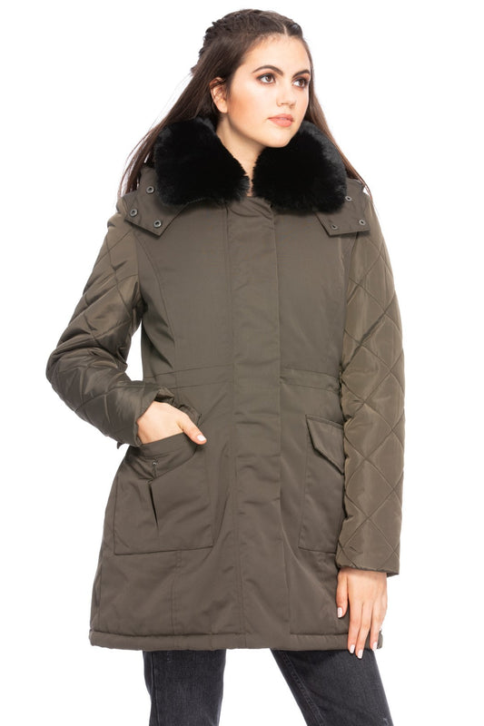 Long Quilted Hooded Coat