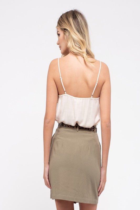 Pinstriped Button-Down Skirt