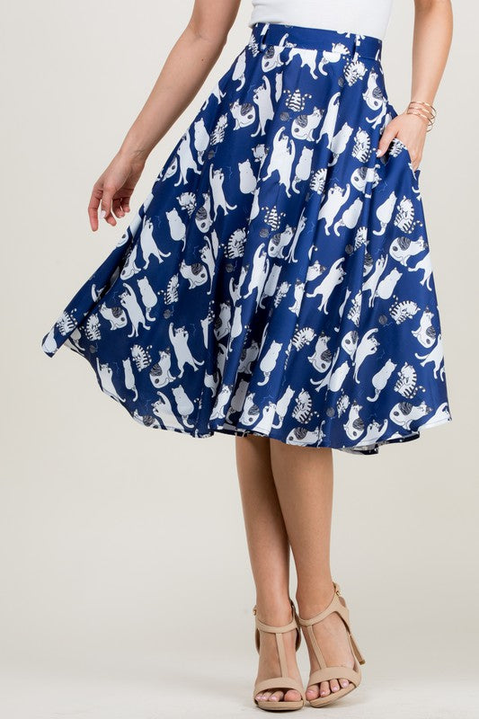 Cat Print Skirt