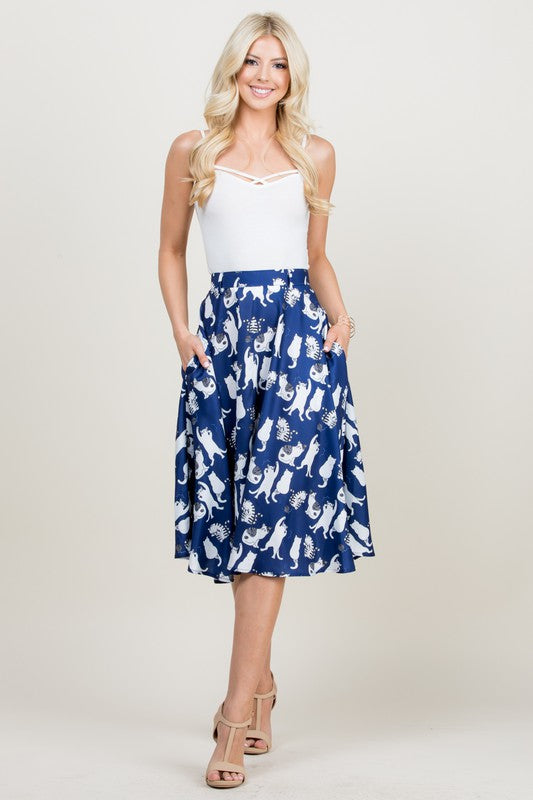 Cat Print Skirt