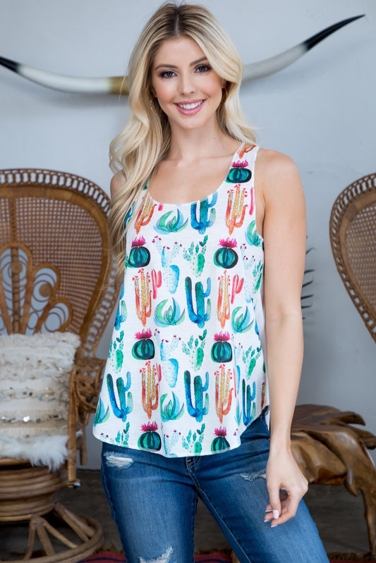 All Over Cactus Print Tank