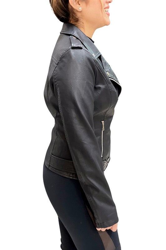Sybil Vegan Leather Moto Jacket