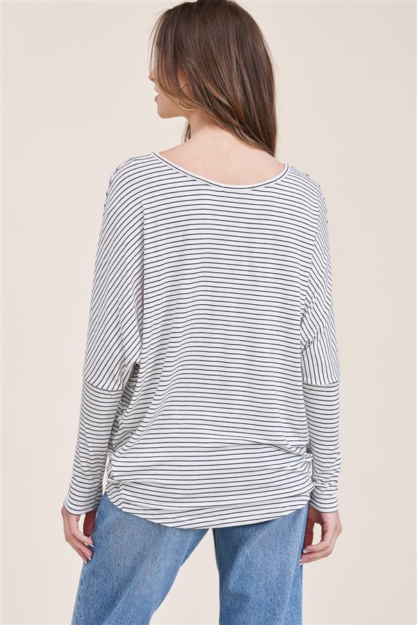 Ivory and Black Striped Jersey Top