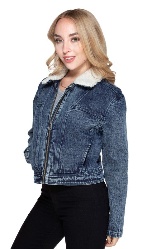 Acid Blue Jean Lined Jacket