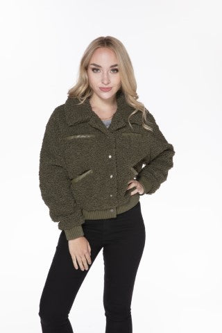 Faux Fur Sherpa Lining Short Jacket