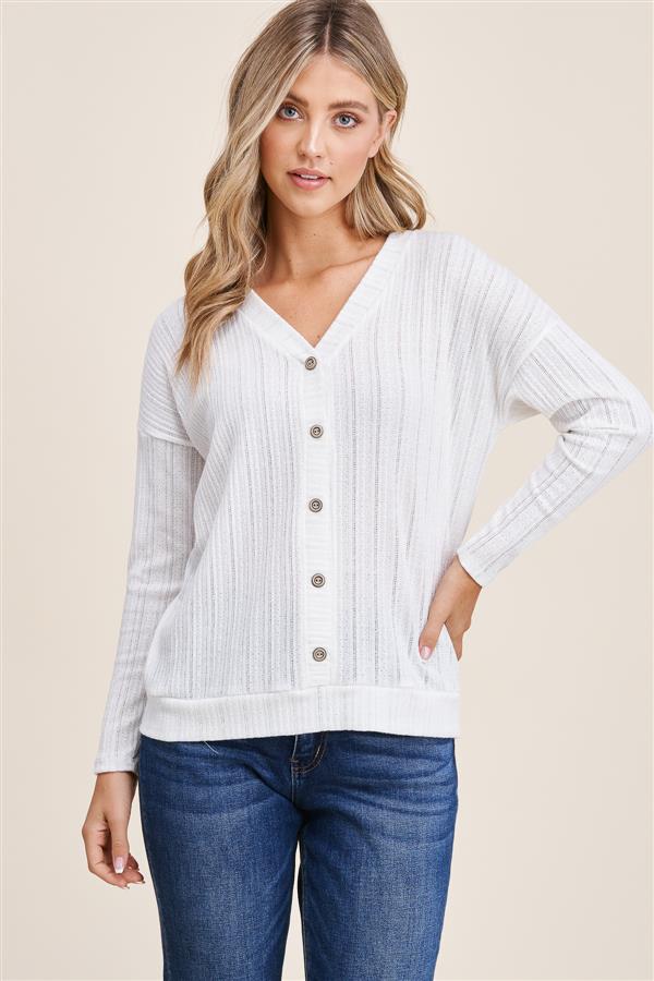 Ivory V-Neck Button Down Top