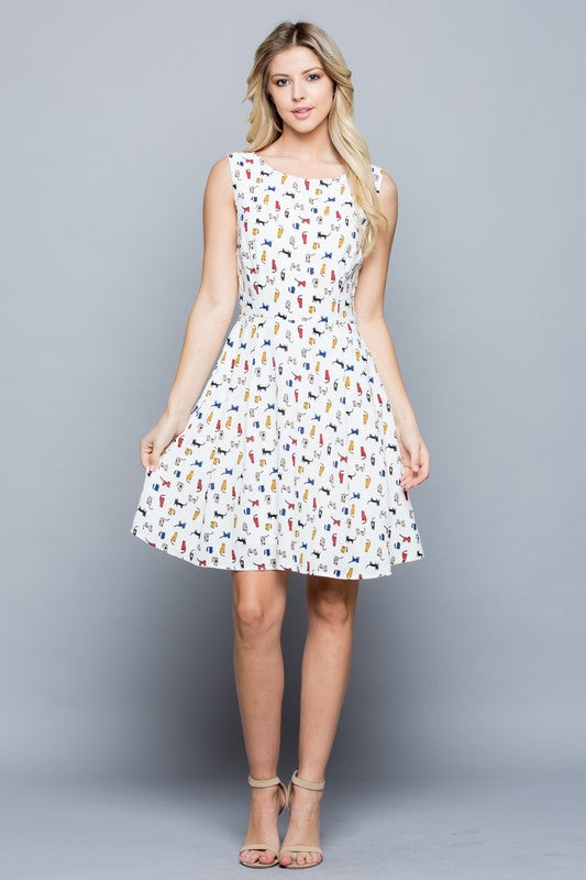 Colorful Cat Dress With Pockets