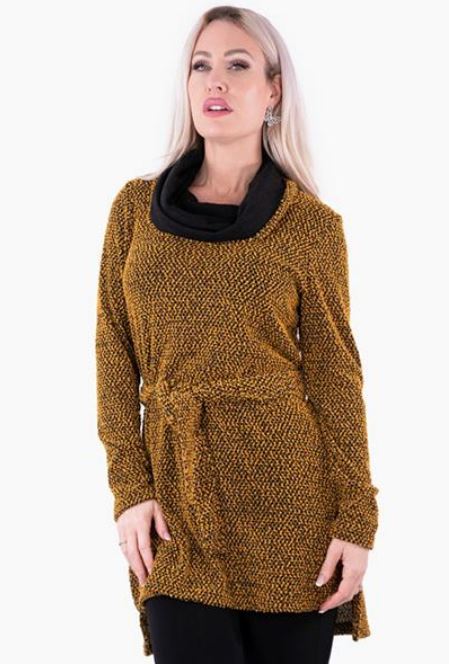 Gold and Black Long Sleeve Tunic Top