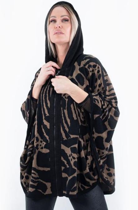 Black and Camel Poncho