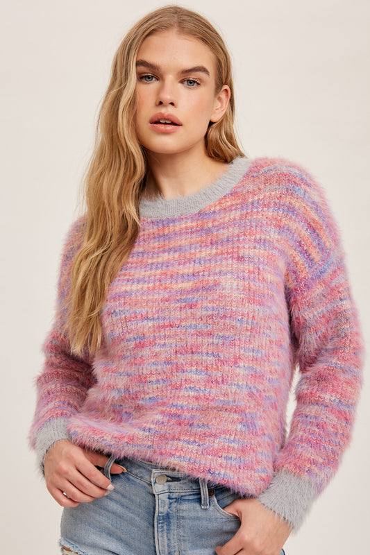 Oversized Fuzzy Crew Neck Sweater
