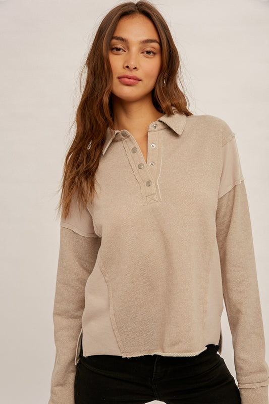 Oatmeal French Terry Pullover Sweater