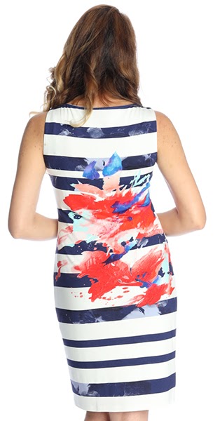 Stripe-Floral Print Dress.