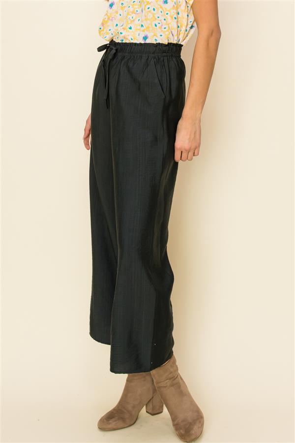 Drawstring Black Capri Pants