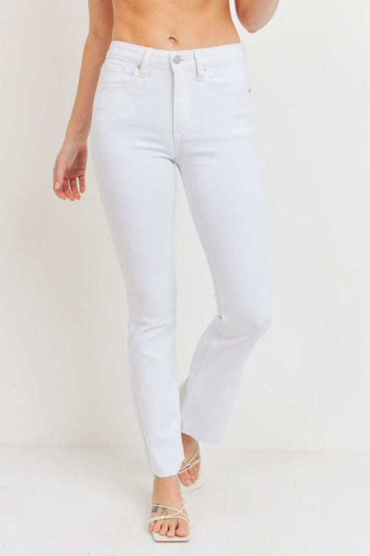White High Rise Scissor Flare Jeans