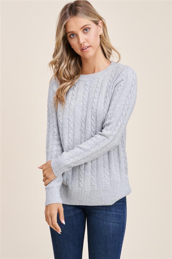 Heather Gray Long Sleeve Pullover Knit Sweater