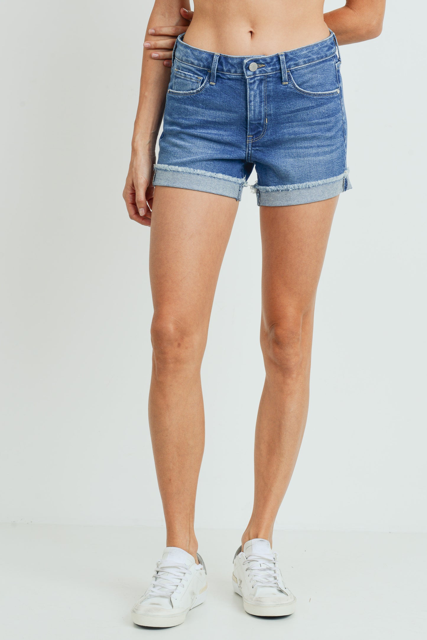 Mid Rise Jean Short with Cuff