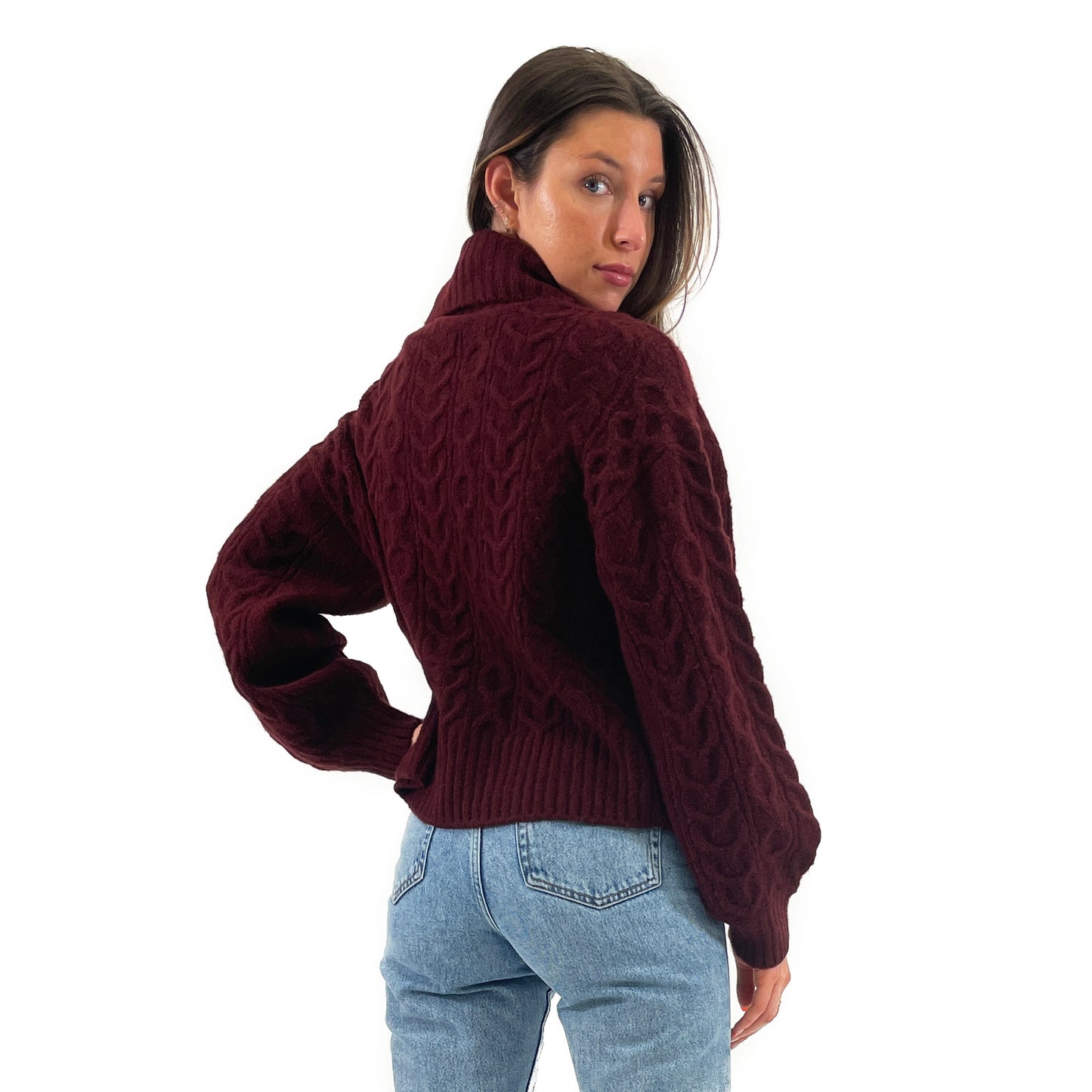 Clara Mossy Cable T-neck Sweater