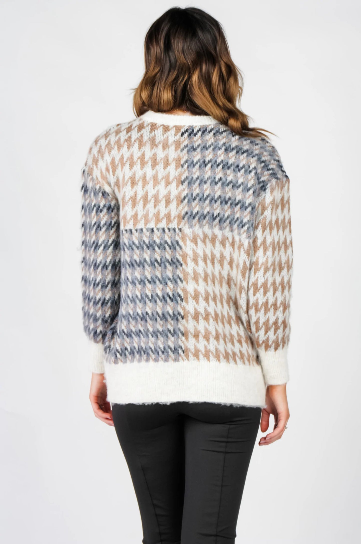 Margot Houndstooth Crewneck Sweater