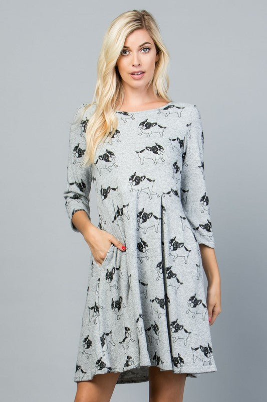 French Bulldog Sweater Dress