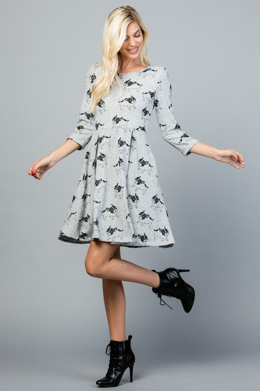 French Bulldog Sweater Dress