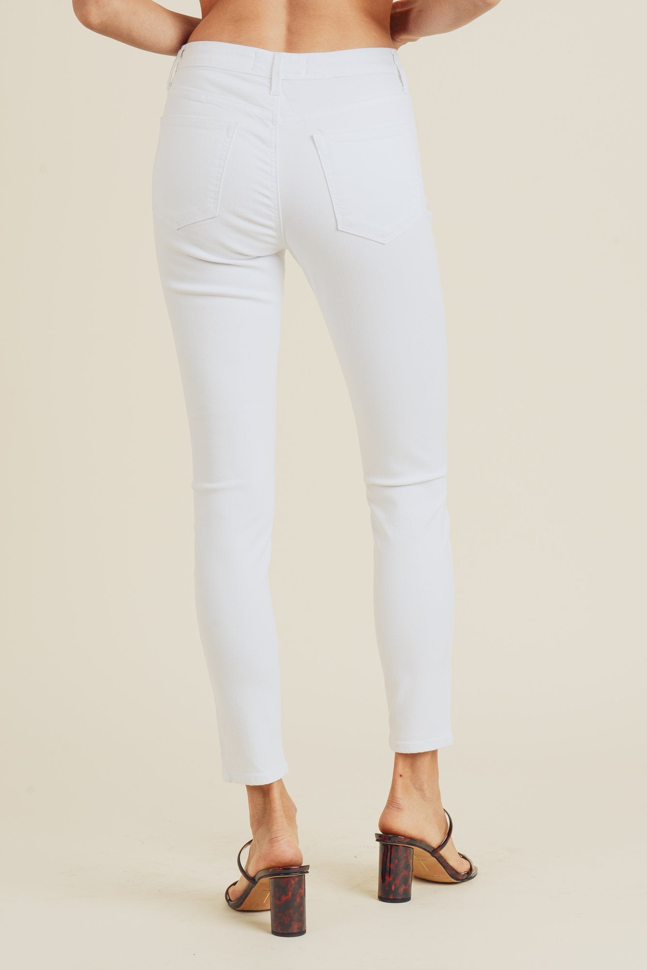 High Rise Button Fly White Jeans