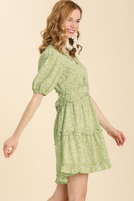 Cutout Back Ruffle Detailed Mini Dress