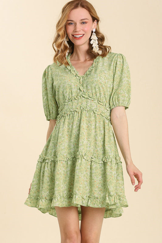 Cutout Back Ruffle Detailed Mini Dress