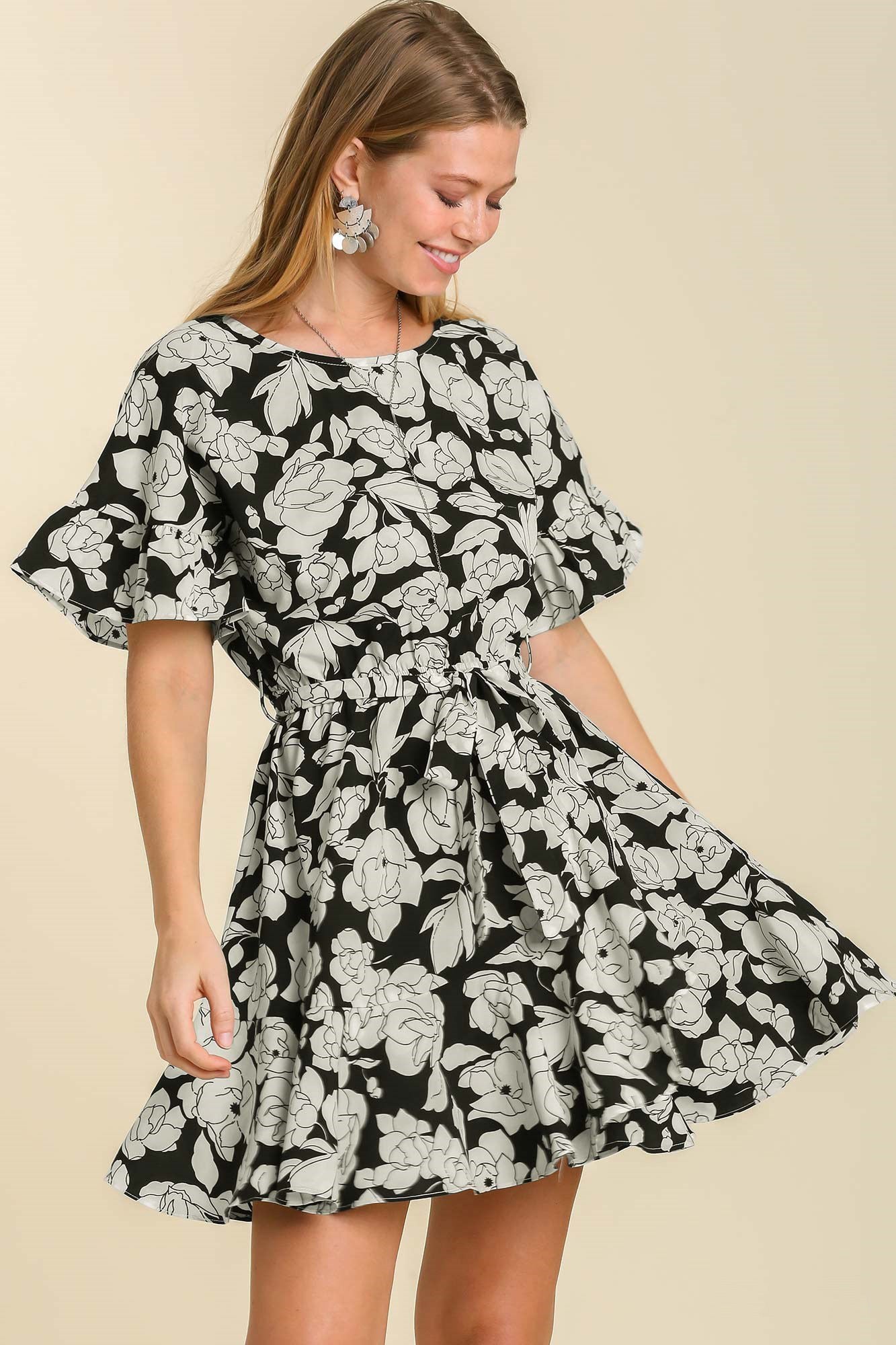 Black and White Floral Dress