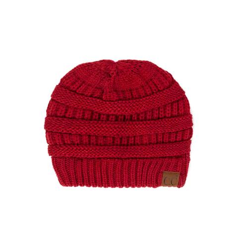 Criss Cross Back Knit Ponytail Beanie - Available in Multiple Colors