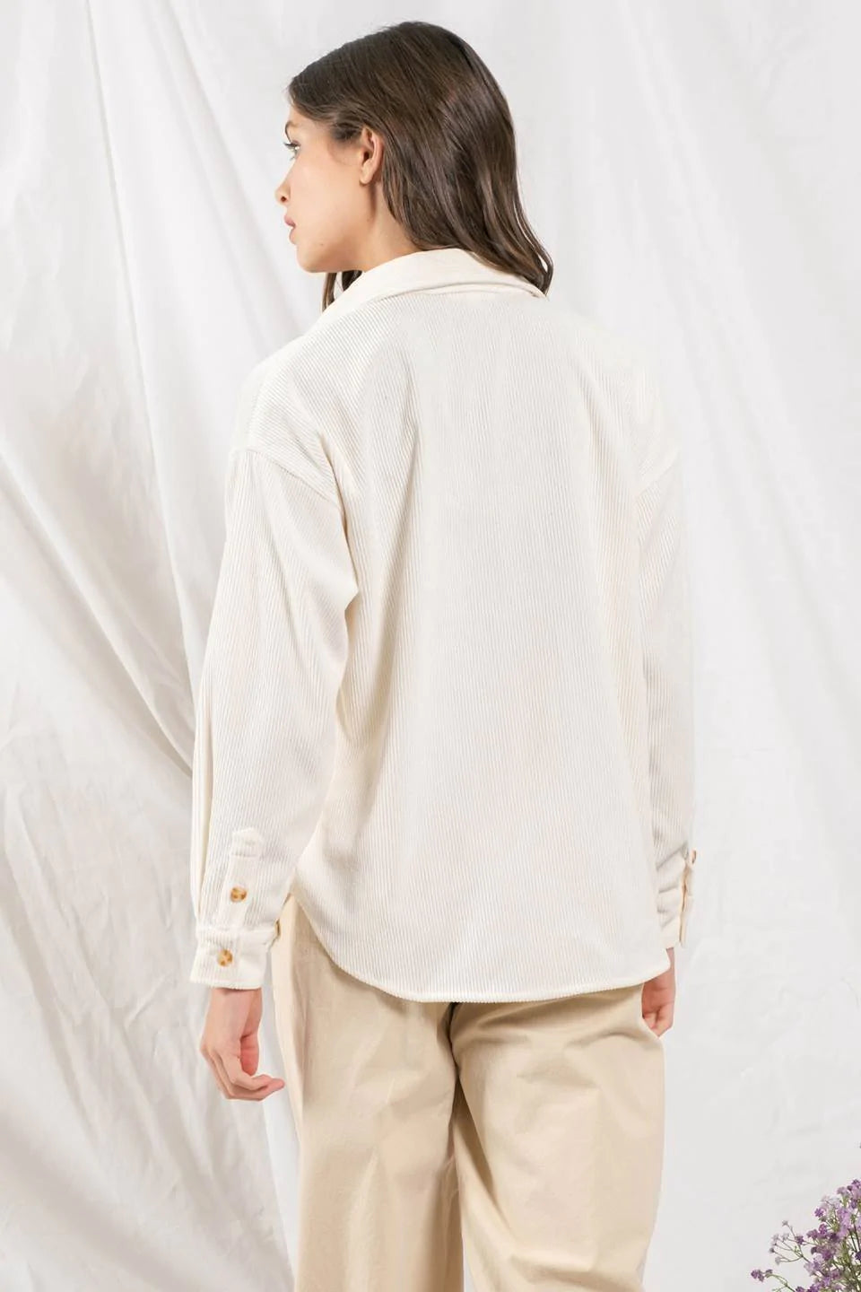 Corduroy Button Up Off White Jacket