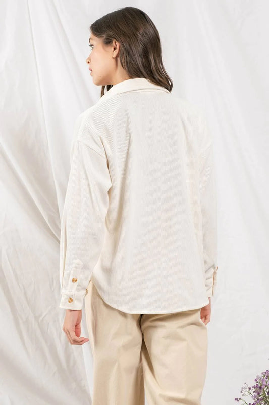 Corduroy Button Up Off White Jacket
