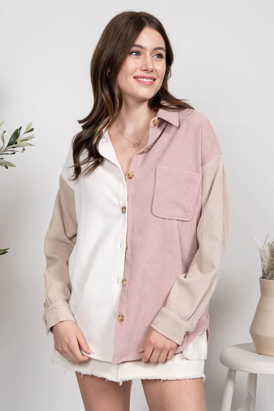 Neapolitan Colorblock Corduroy Top