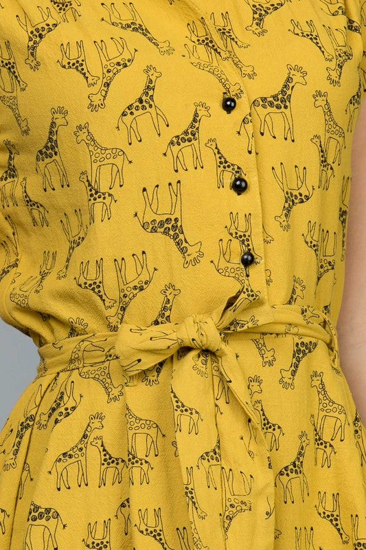 Giraffe Print Button Top Dress