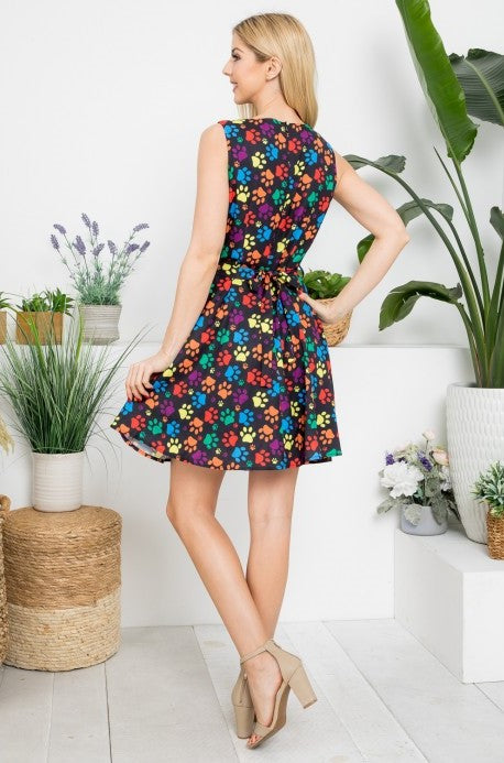 Colorful Paw Print Dress