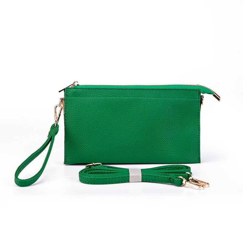 Metallic Emerald Green Leather Clutch Bag with Gold Bee & Chain Strap –  Pretty Kitty Fashion