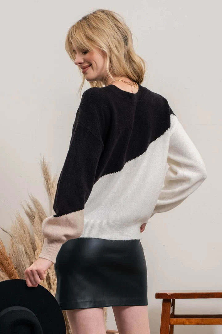 Asymmetrical Colorblock Sweater