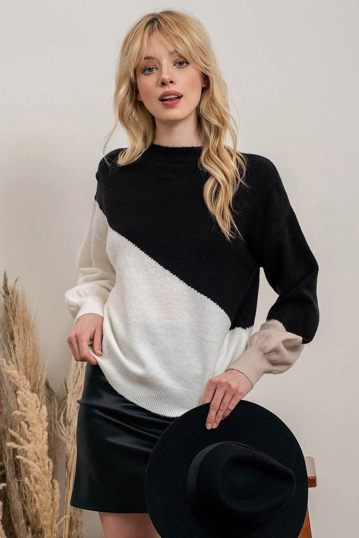 Asymmetrical Colorblock Sweater
