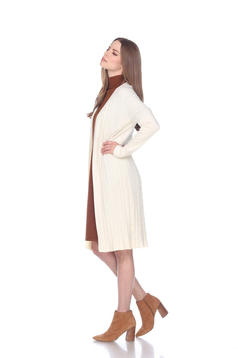 Cable Knit Ivory Open Cardigan
